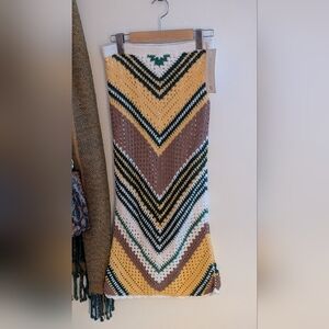 Crocheted Chevron Knit Midi Skirt - Fiji Multi Color
